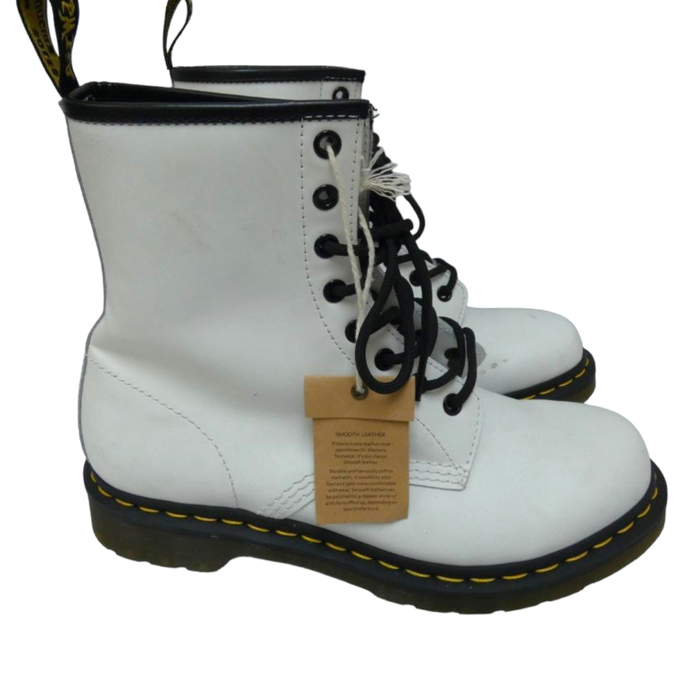 DR. MARTENS WHITE 1460 LEATHER WOMEN'S BOOTS sz 10 as is